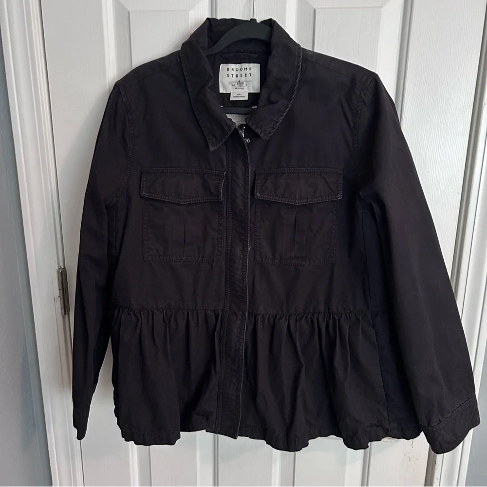 Kate Spade Broome Street Black Military Peplum Jacket Size L